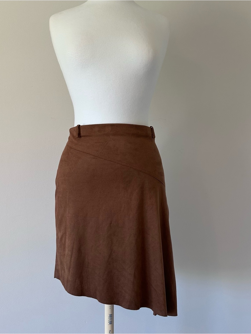 Max Studio Brown Asymmetrical Faux Suede Skirt